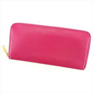 Auth Saint Laurent Long Wallet Pink Leather Woman - image 1